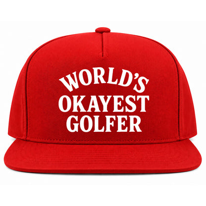 Red Worlds Okayest Golfer Golf Snapback Hat