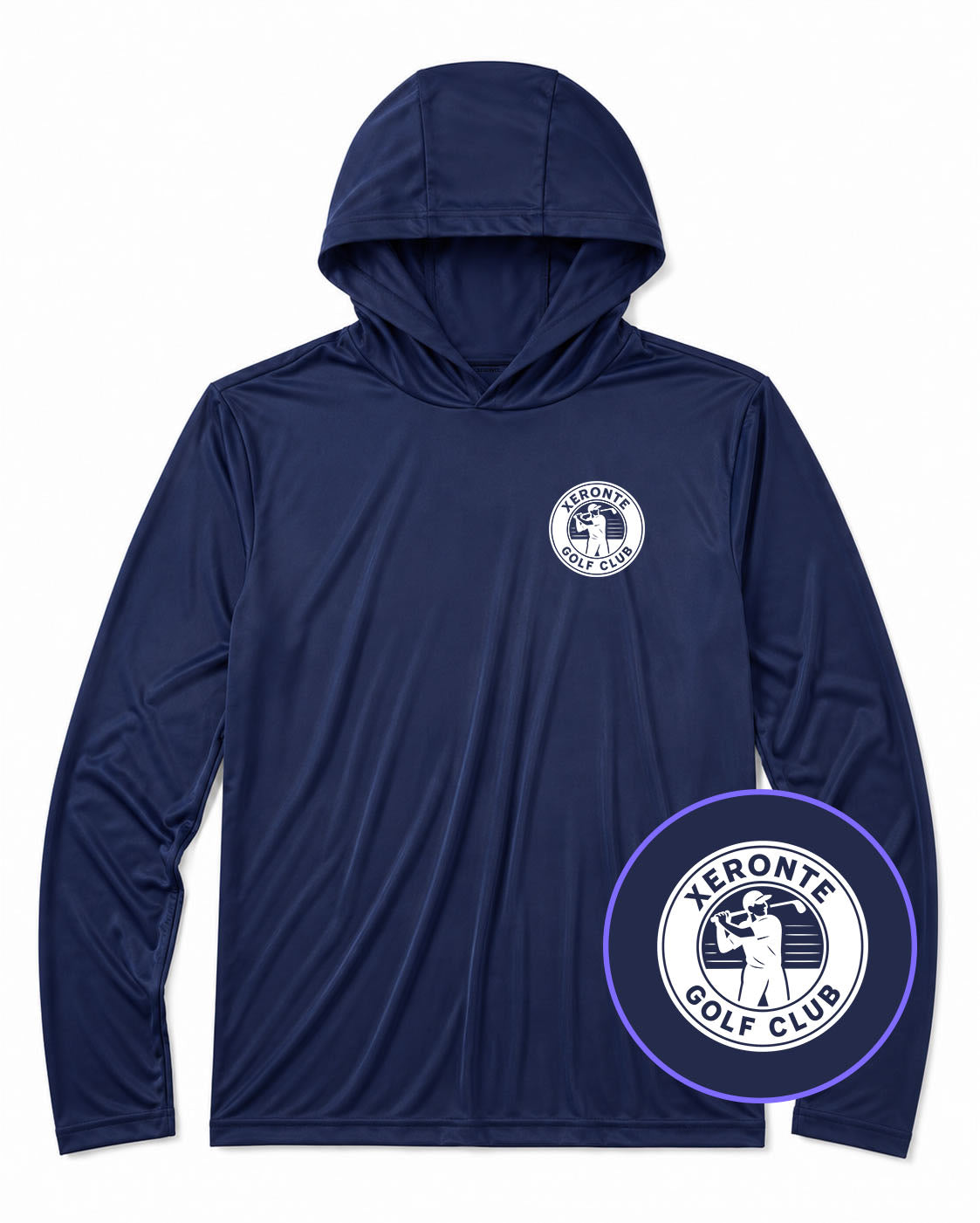 Navy Blue Xeronte Golf Club Logo Men's Performance Golf Hoodie