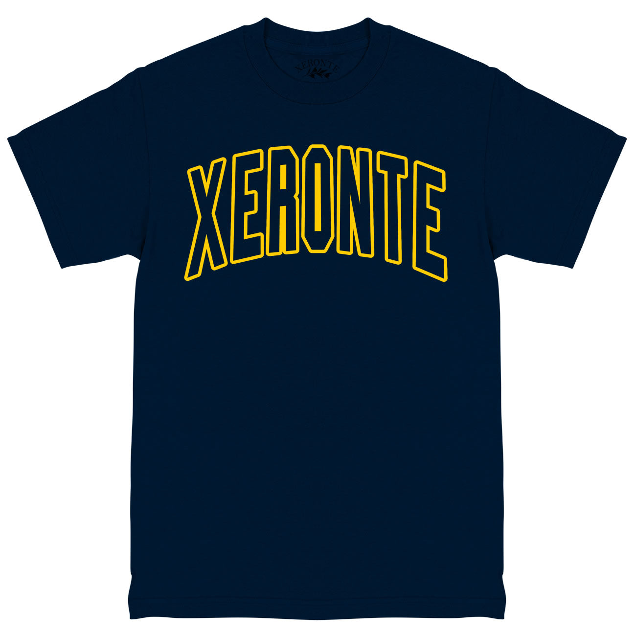 Navy Blue Yellow College Logo Mens T-Shirt