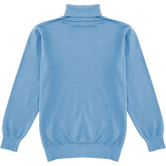 Baby Blue Mens Long Sleeve Knit Turtleneck Sweater Back