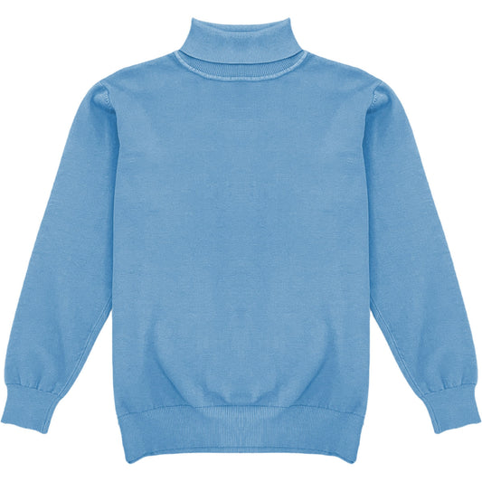 Baby Blue Mens Long Sleeve Knit Turtleneck Sweater