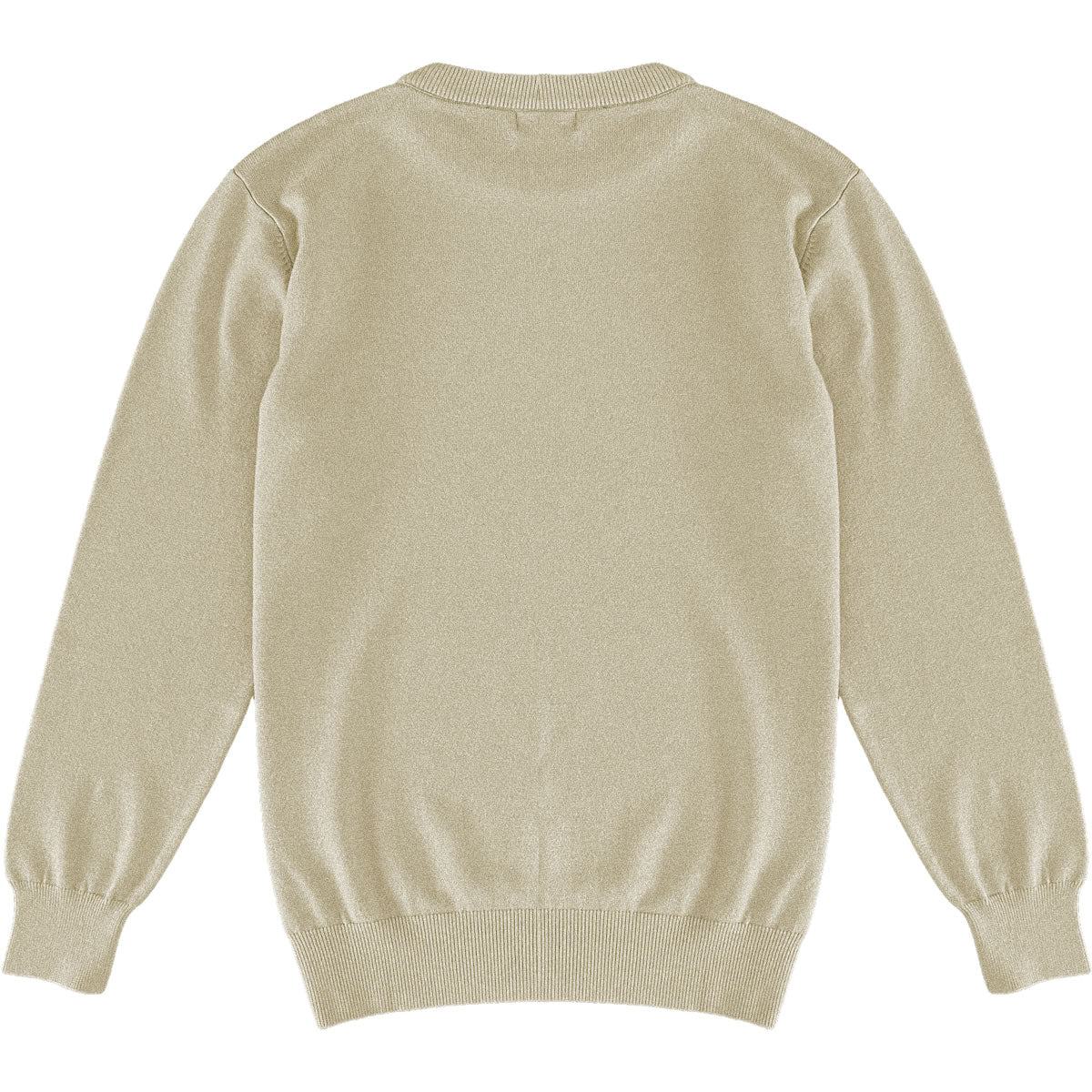 Beige Oatmeal Mens Knit Classic Crewneck Sweater Back