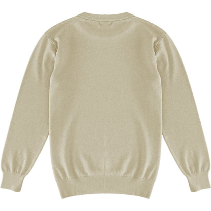 Beige Oatmeal Mens Knit Classic Crewneck Sweater Back