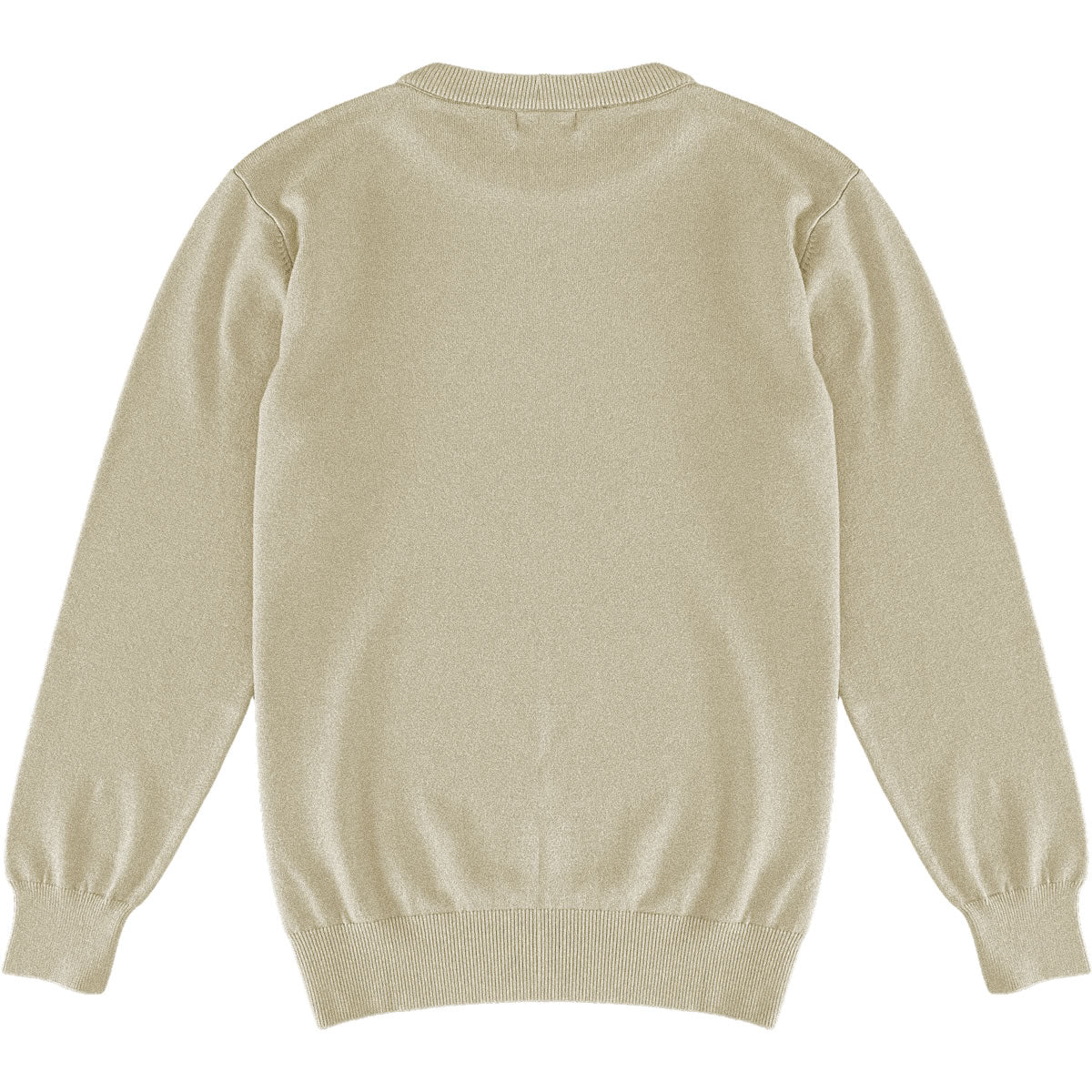 Beige Oatmeal Mens Knit Classic Crewneck Sweater Back