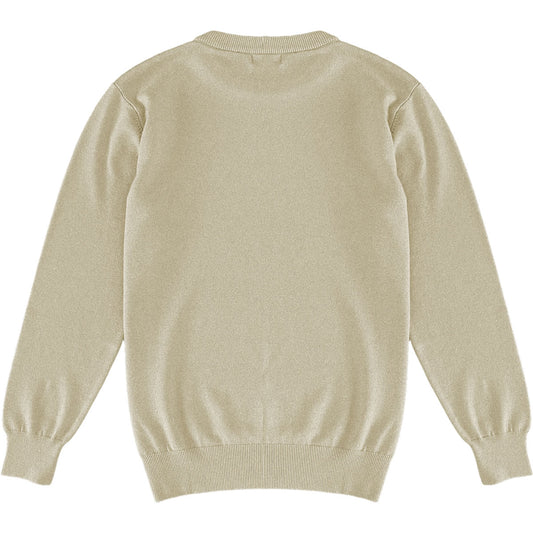 Beige Oatmeal Mens Knit Classic Crewneck Sweater Back