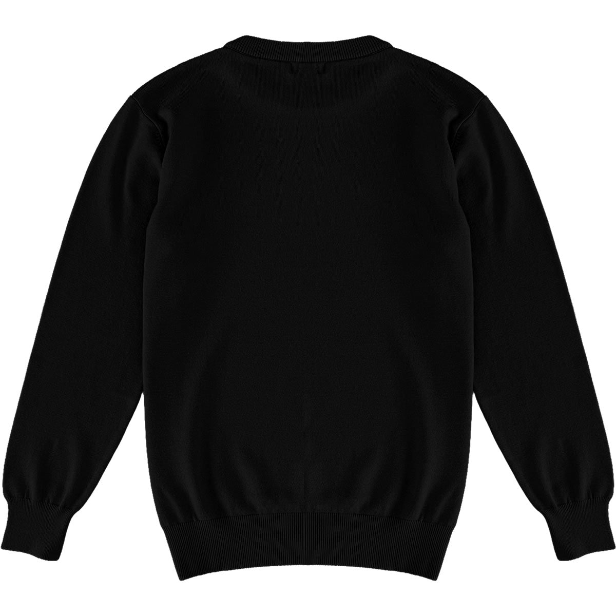 Black Mens Knit Classic Crewneck Sweater Back