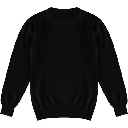 Black Mens Knit Classic Crewneck Sweater Back