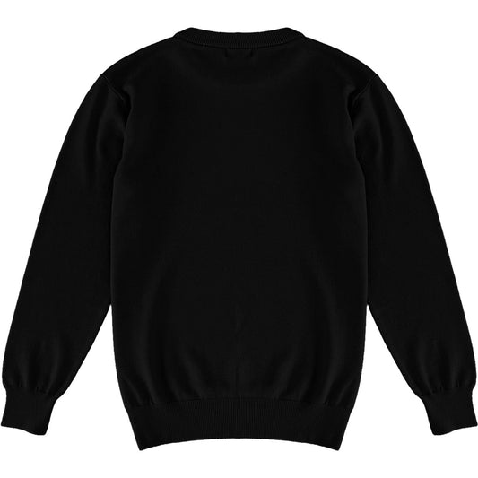 Black Mens Knit Classic Crewneck Sweater Back