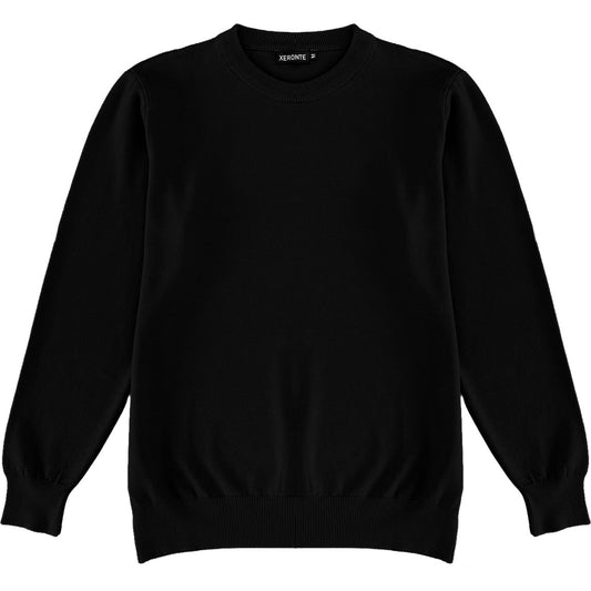 Black Mens Knit Classic Crewneck Sweater