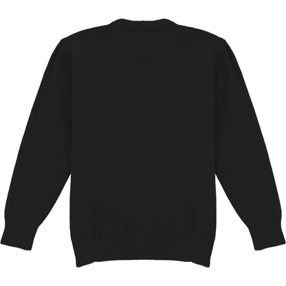 Black Mens Knit Diamond Pattern Crew Neck Sweater