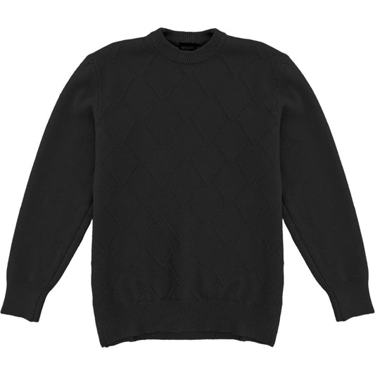 Black Mens Knit Pullover Hoodie Sweater