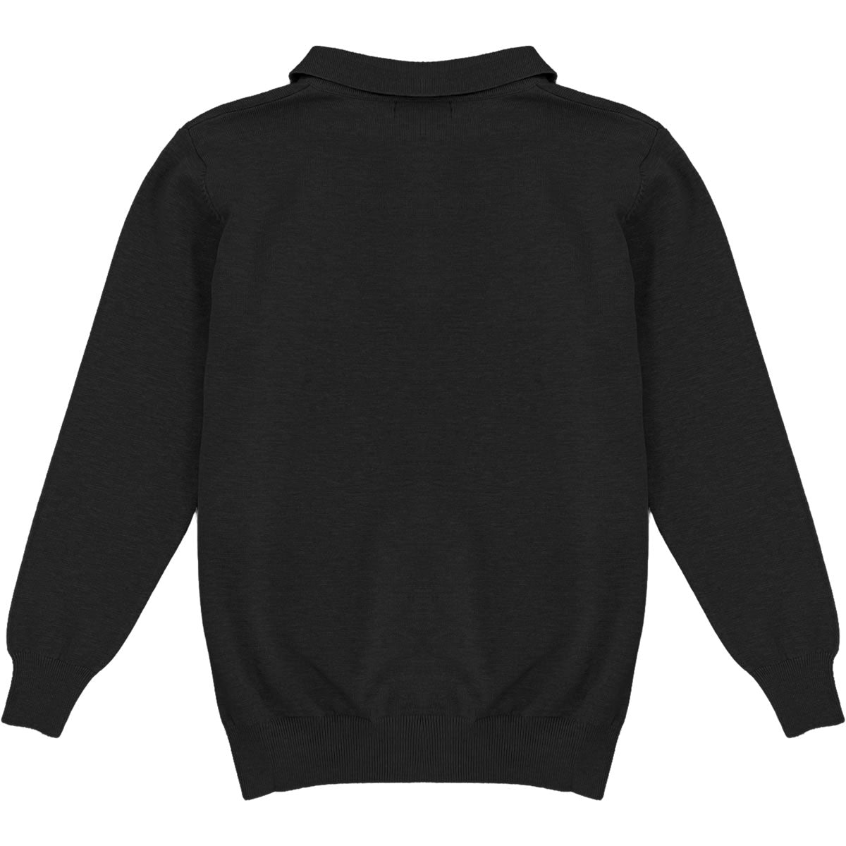 Black Mens Knit Long Sleeve Sweater Polo Shirt