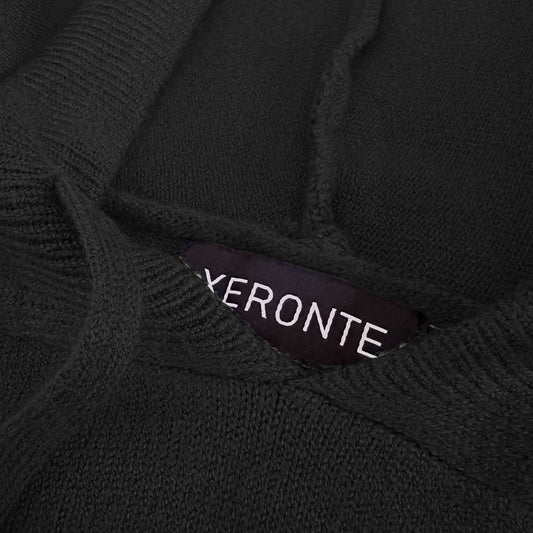 Xeronte Black Mens Knit Pullover Hoodie Sweater