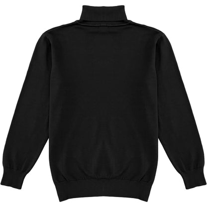 Black Mens Long Sleeve Knit Turtleneck Sweater Back