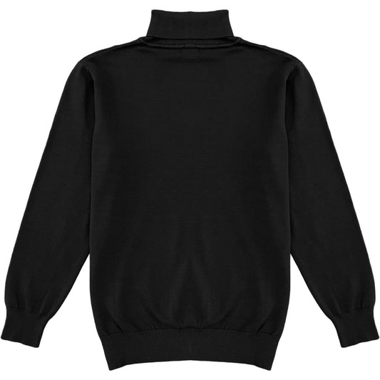 Black Mens Long Sleeve Knit Turtleneck Sweater Back