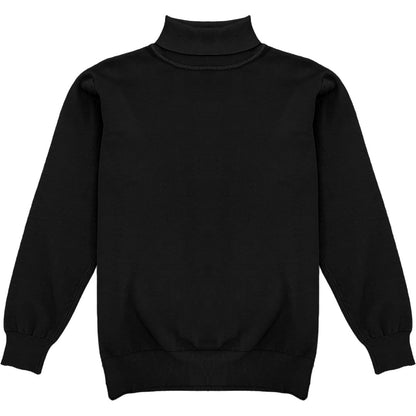 Black Mens Long Sleeve Knit Turtleneck Sweater