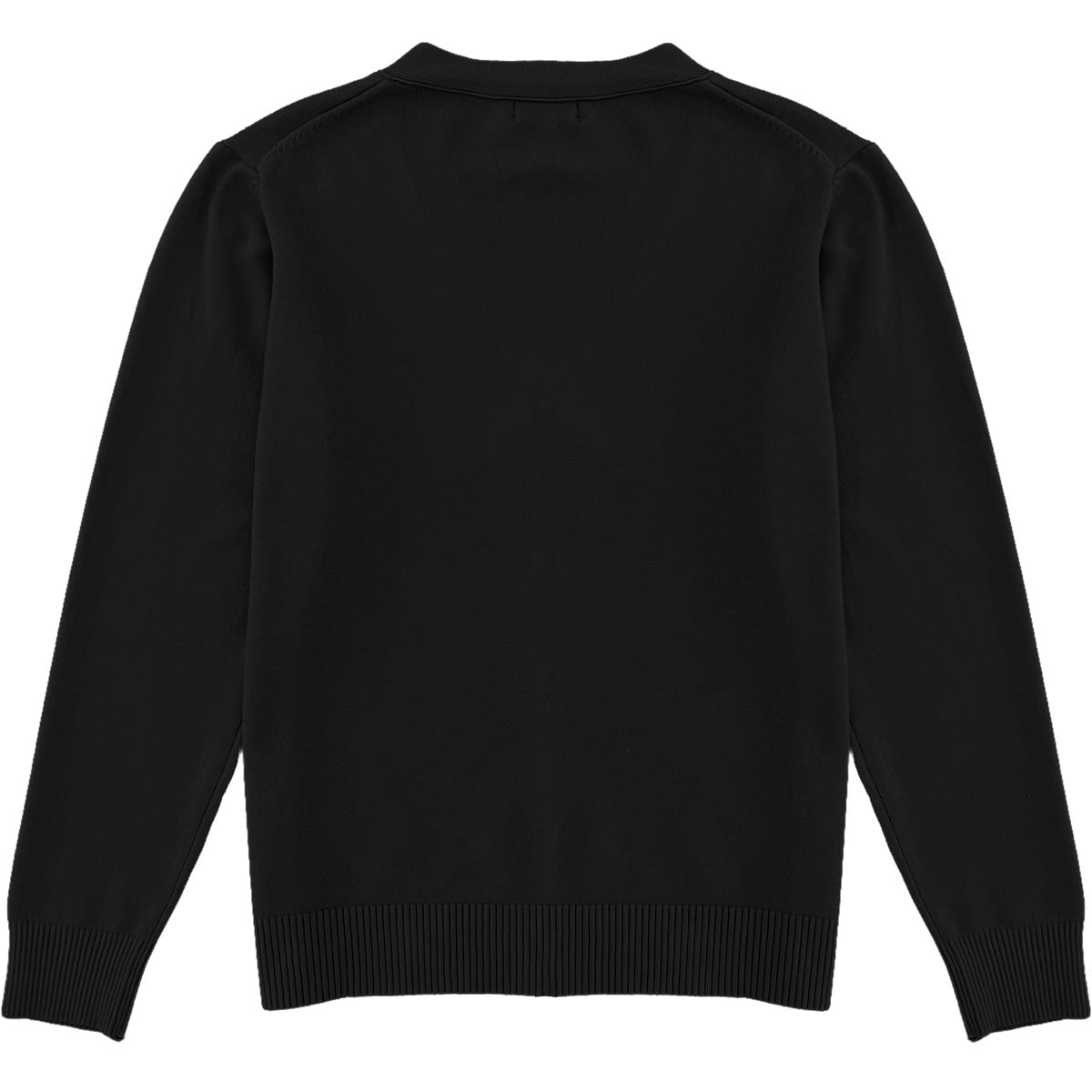 Black Mens V-Neck Button Down Cardigan Sweater Back