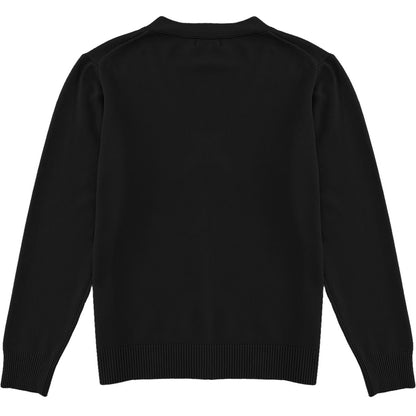 Black Mens V-Neck Button Down Cardigan Sweater Back
