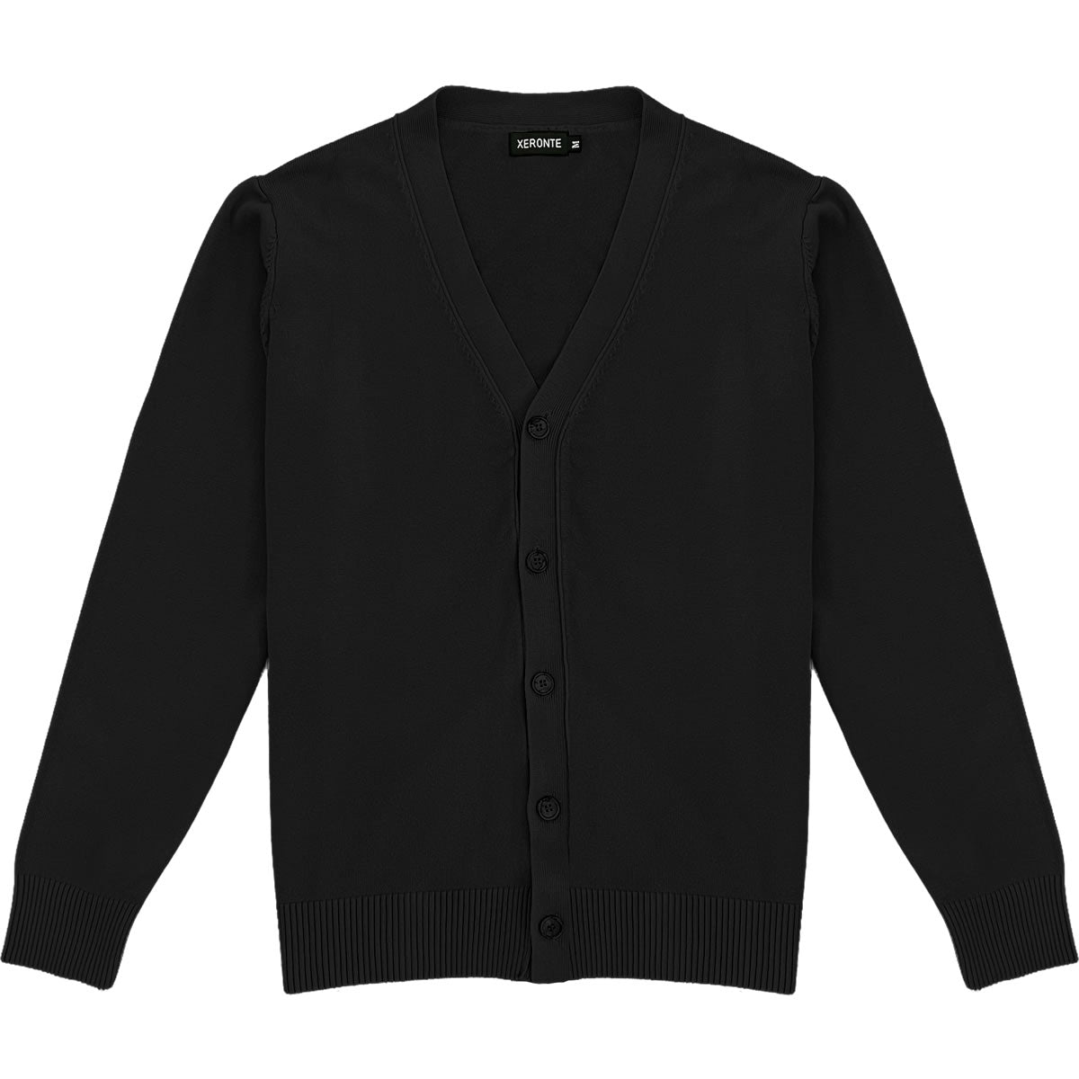 Black Mens V-Neck Button Down Cardigan Sweater