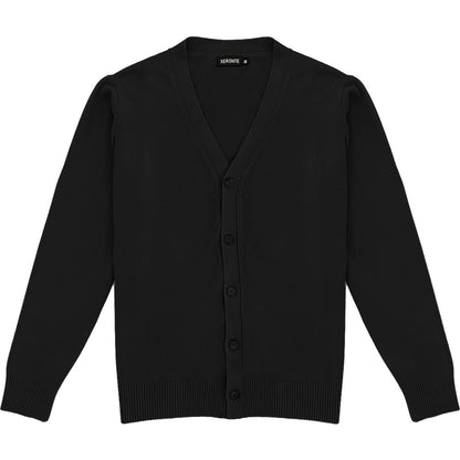 Black Mens V-Neck Button Down Cardigan Sweater