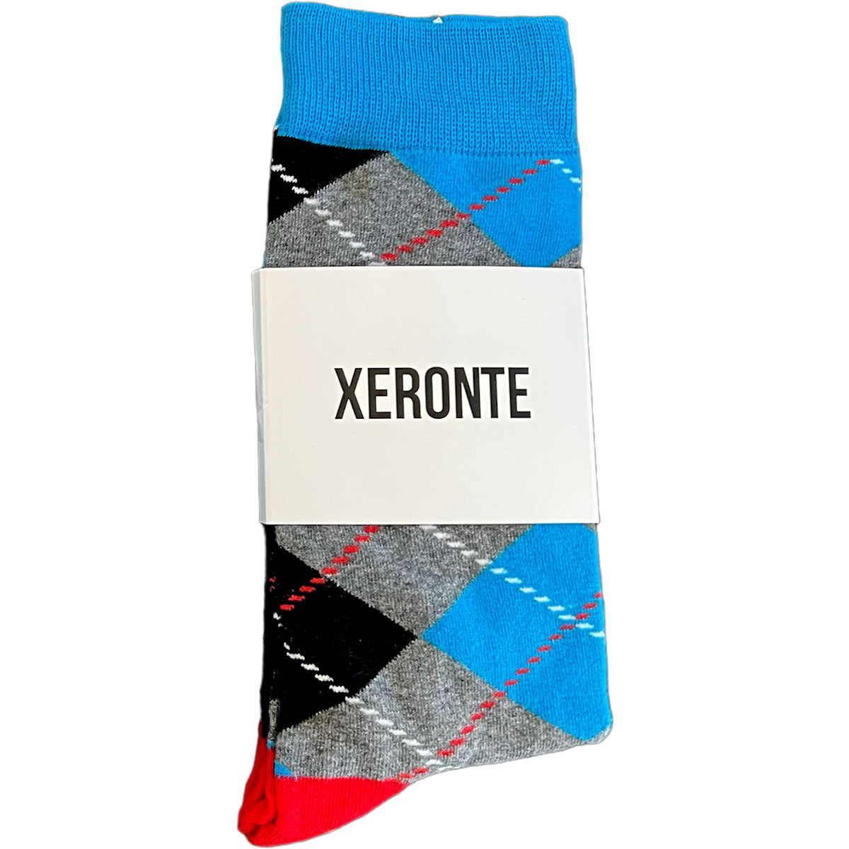 Black Red Blue Argyle Mens Crew Socks Xeronte