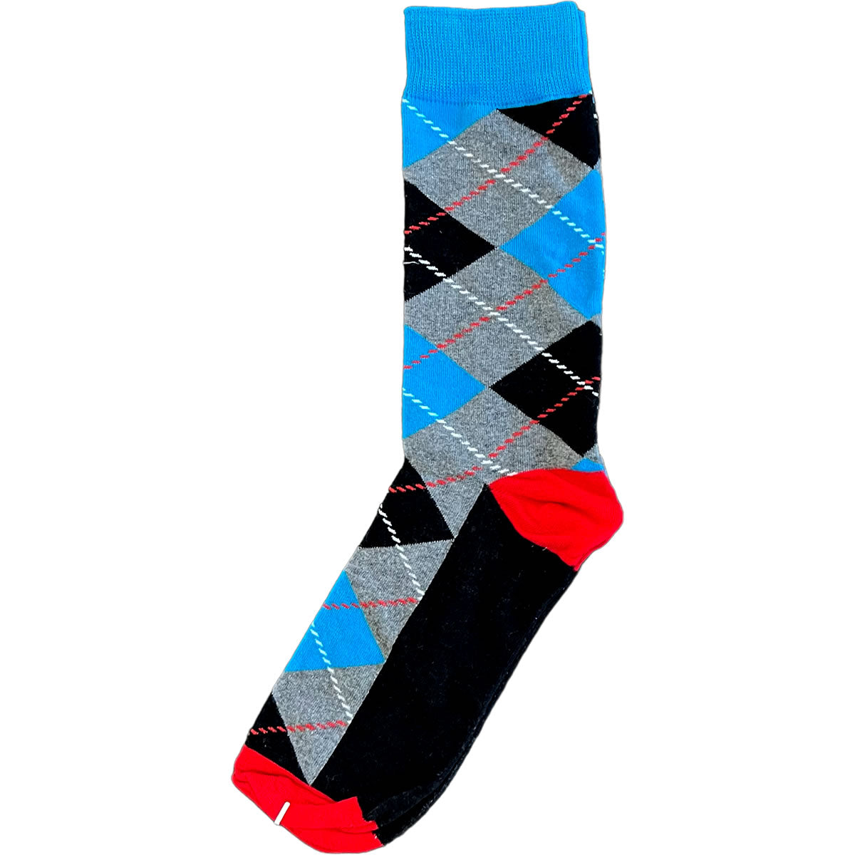 Black Red Blue Argyle Mens Crew Socks