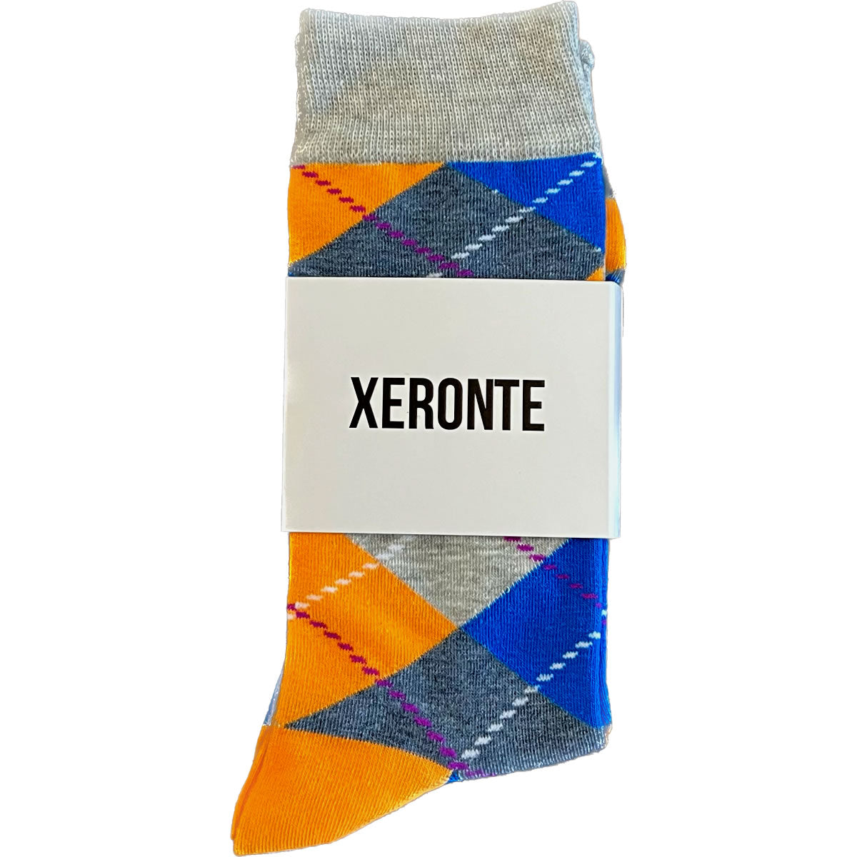 Blue And Yellow Argyle Mens Crew Socks Xeronte