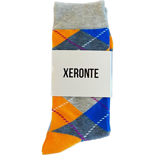 Blue And Yellow Argyle Mens Crew Socks Xeronte