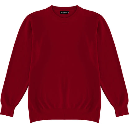 Burgundy Red Mens Knit Classic Crewneck Sweater