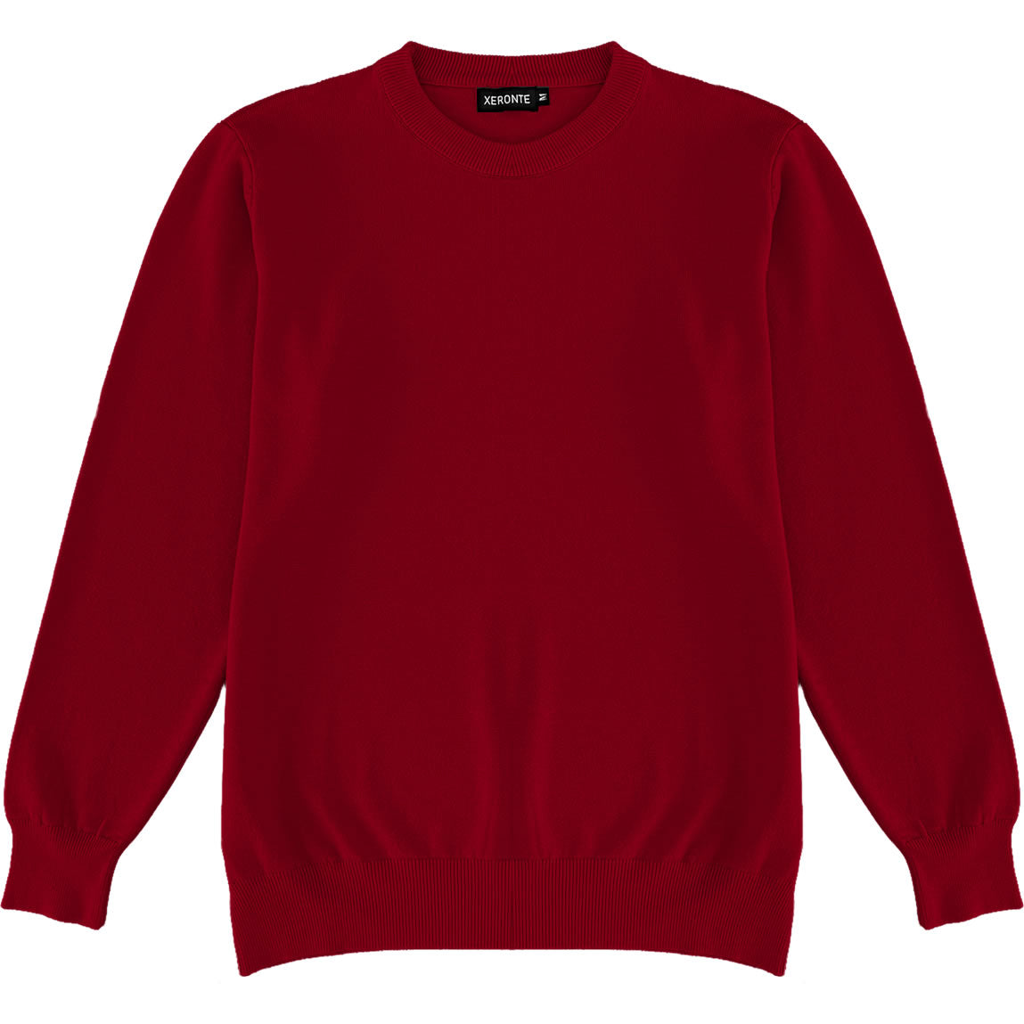 Burgundy Red Mens Knit Classic Crewneck Sweater