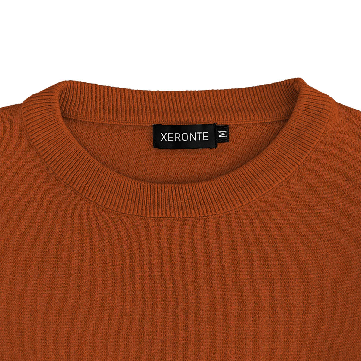 Burnt Orange Mens Knit Classic Crewneck Sweater Xeronte