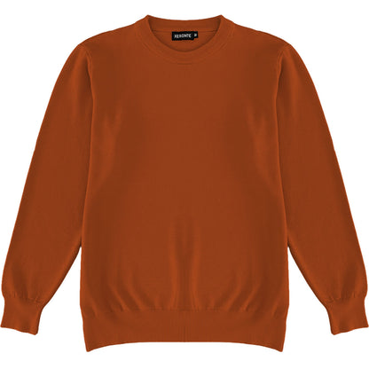 Burnt Orange Mens Knit Classic Crewneck Sweater