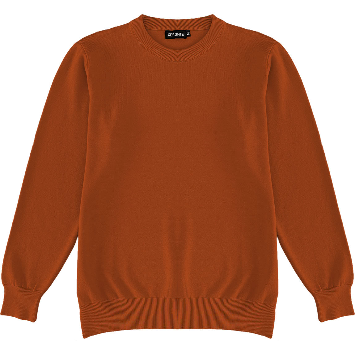 Burnt Orange Mens Knit Classic Crewneck Sweater