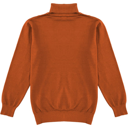 Burnt Orange Mens Long Sleeve Knit Turtleneck Sweater Back