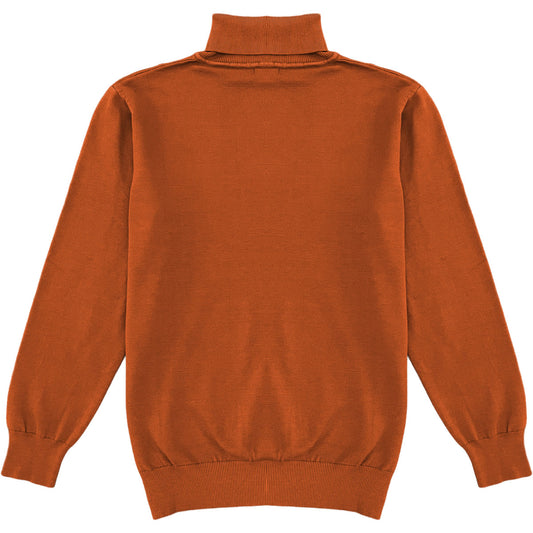 Burnt Orange Mens Long Sleeve Knit Turtleneck Sweater Back