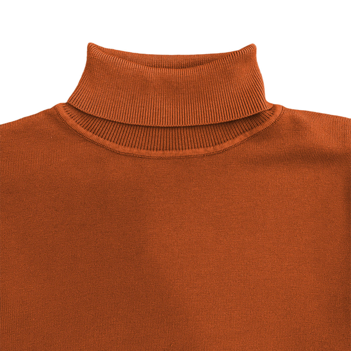 Burnt Orange Mens Long Sleeve Knit Turtleneck Sweater Xeronte