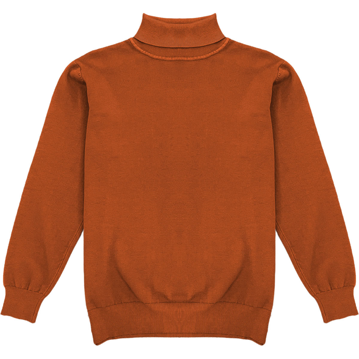 Burnt Orange Mens Long Sleeve Knit Turtleneck Sweater