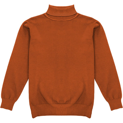 Burnt Orange Mens Long Sleeve Knit Turtleneck Sweater