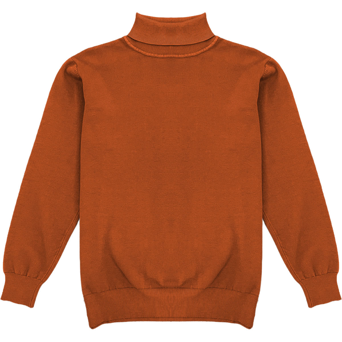 Burnt Orange Mens Long Sleeve Knit Turtleneck Sweater