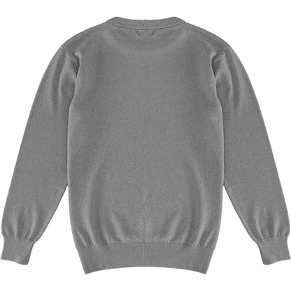Dark Heather Grey Mens Knit Classic Crewneck Sweater Back