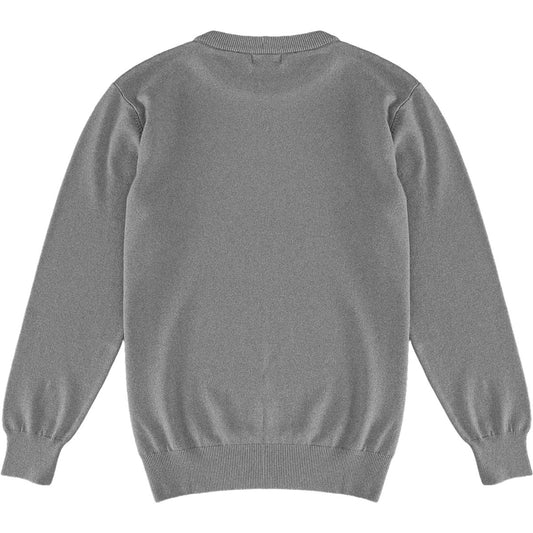 Dark Heather Grey Mens Knit Classic Crewneck Sweater Back