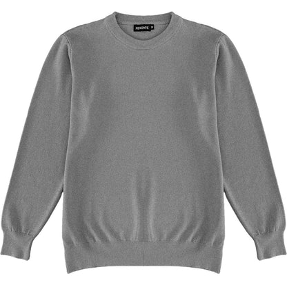 Dark Heather Grey Mens Knit Classic Crewneck Sweater