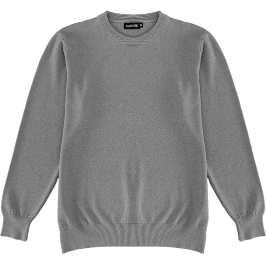 Dark Heather Grey Mens Knit Classic Crewneck Sweater