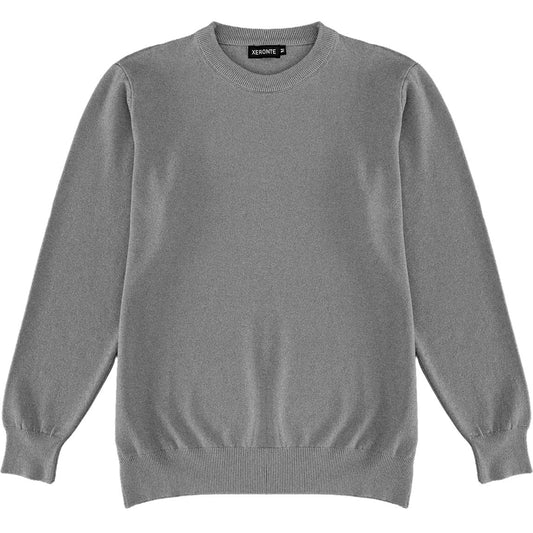 Dark Heather Grey Mens Knit Classic Crewneck Sweater