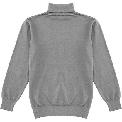 Dark Heather Grey Mens Long Sleeve Knit Turtleneck Sweater Back