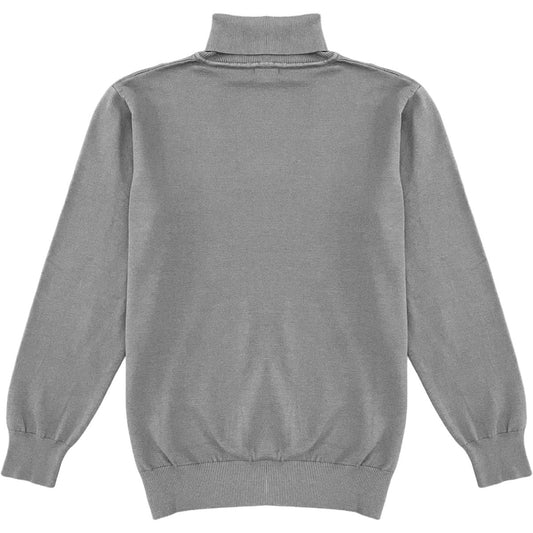 Dark Heather Grey Mens Long Sleeve Knit Turtleneck Sweater Back