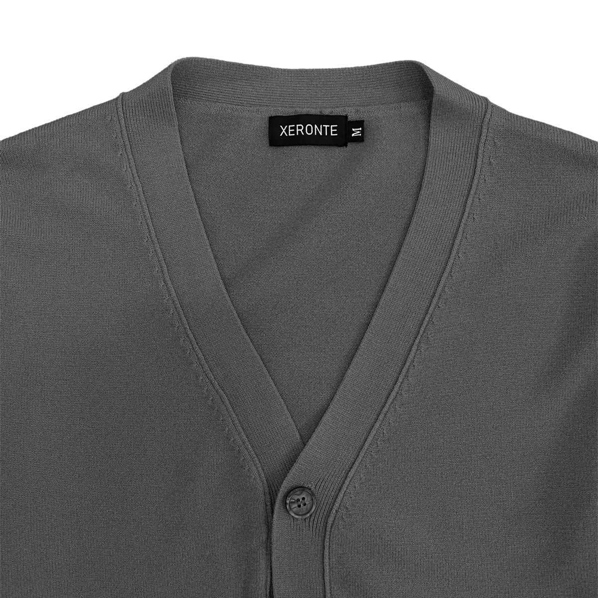 Dark Heather Grey Mens V-Neck Button Down Cardigan Sweater Xeronte