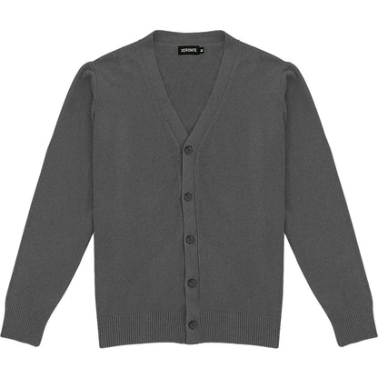 Dark Heather Grey Mens V-Neck Button Down Cardigan Sweater