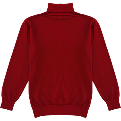 Dark Red Mens Long Sleeve Knit Turtleneck Sweater