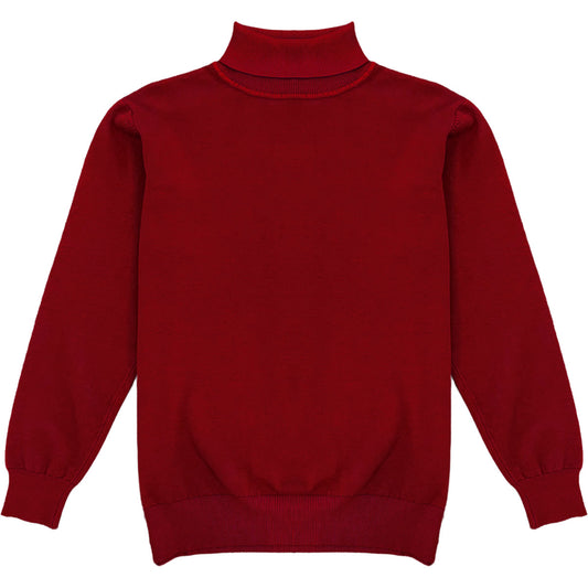 Dark Red Mens Long Sleeve Knit Turtleneck Sweater